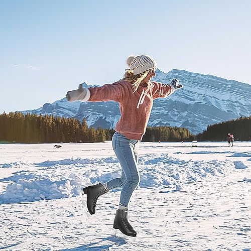 Miniatura 8 de Patines de figura para mujeres y hombres, patines de hielo clásicos de piel sintética de alta calidad para interiores y exteriores, patines de