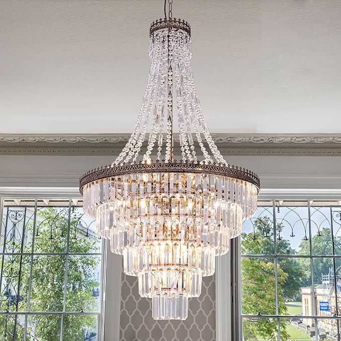 TOCHIC French Empire Crystal Chandelier Modern Farmhouse Chandelier
