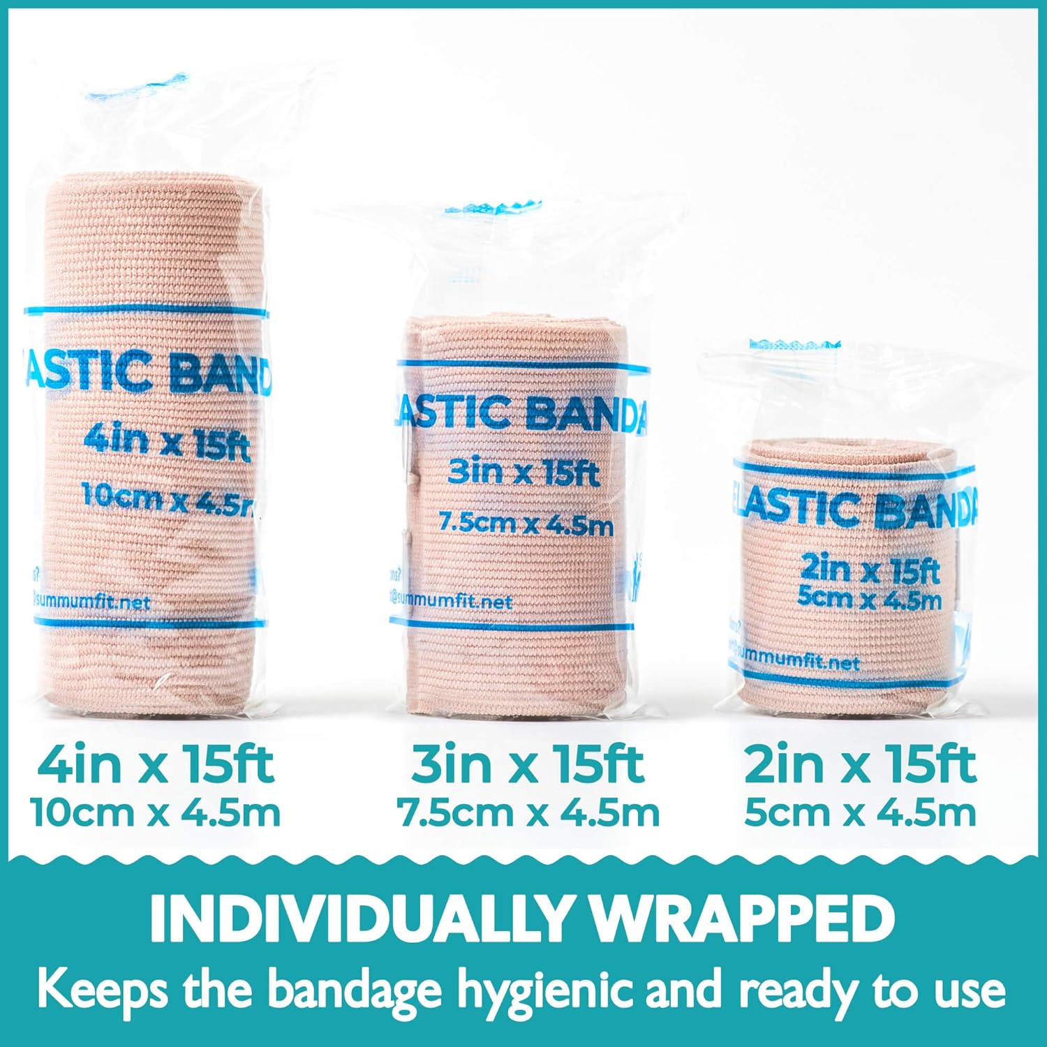 Elastic Bandage Wrap Multi Purpose: 6 Compression Wraps of 3 Different Sizes Very Easy to Use with Hook & Loop Closure. Latex-Free, Stretches up to 15ft & Includes Extra Clip : Health & Household