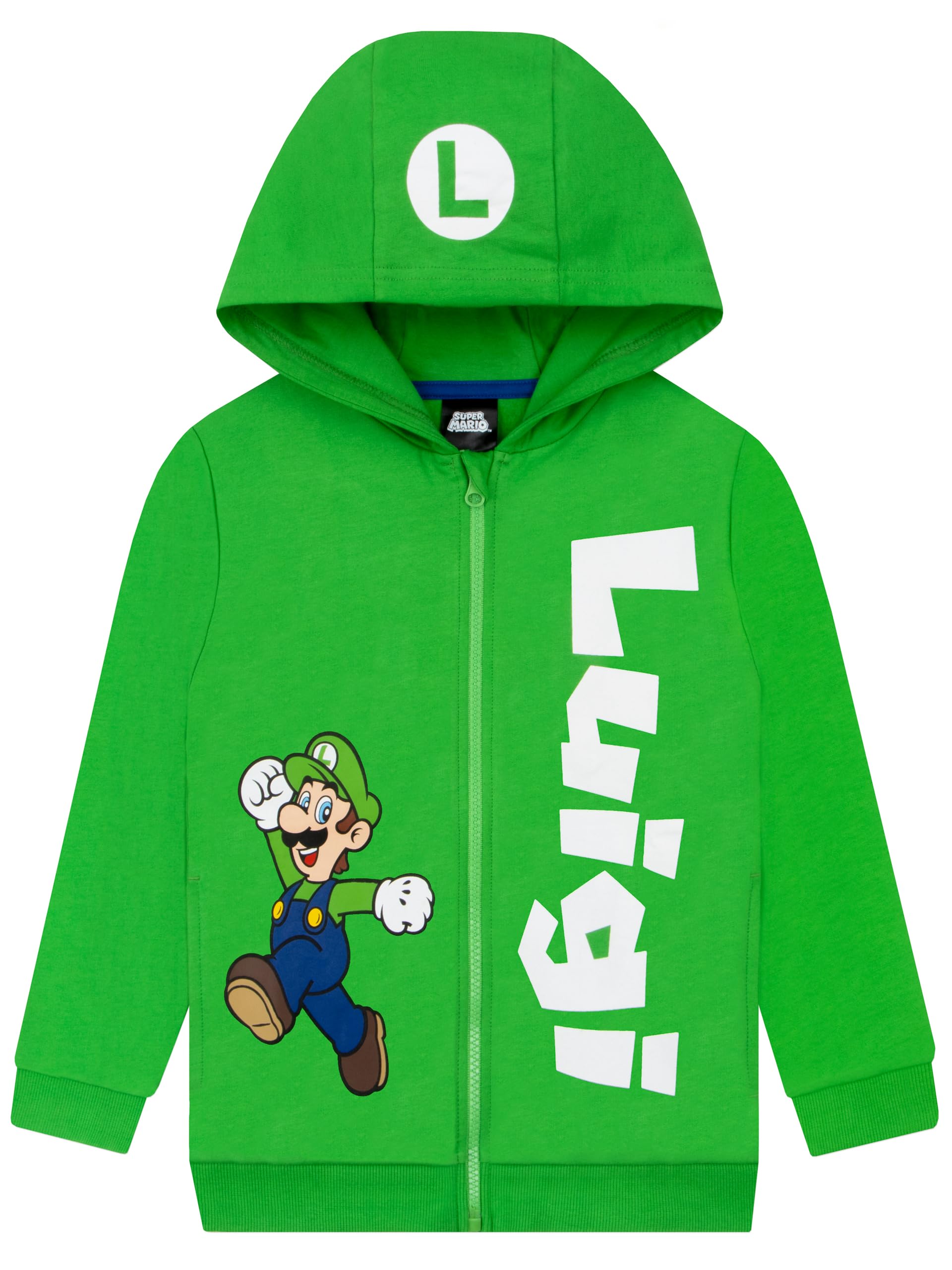 Super Mario Boys Luigi Hoodie Green 12-13 Years