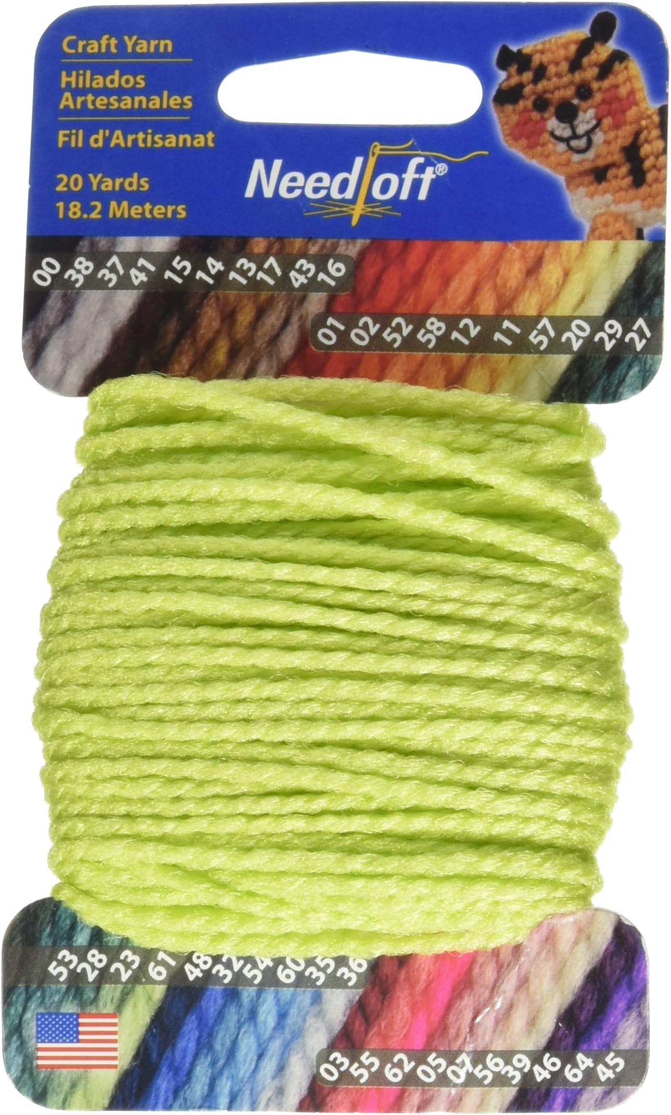 Needloft Craft Yarn, 20-Yard, Bright Green