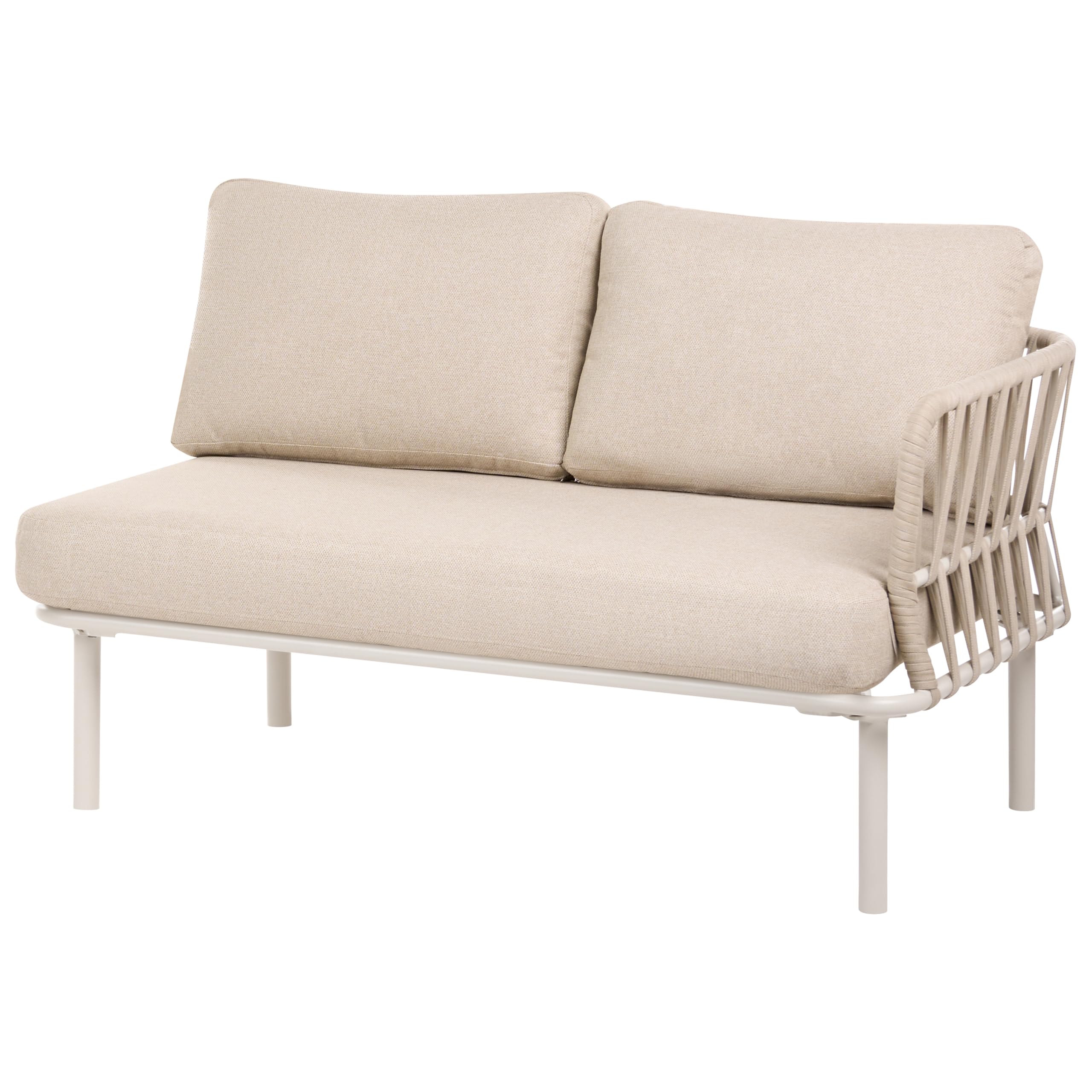 Zestaw ogrodowy 3-osobowy prawostronny sofa i stolik metalowa rama blat ze szkła hartowanego beżowoszary Orte