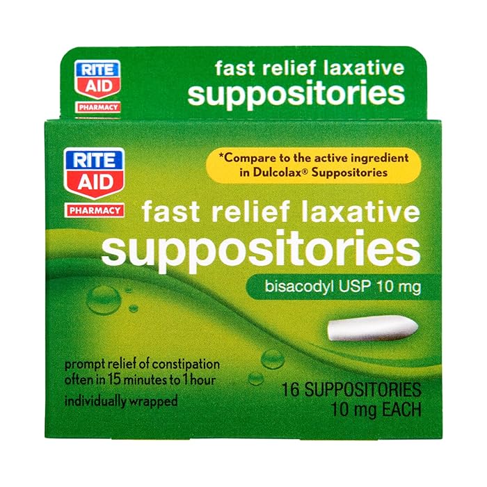 Buy Rite Aid Fast Relief Laxative Suppositories, Bisacodyl USP, 10mg