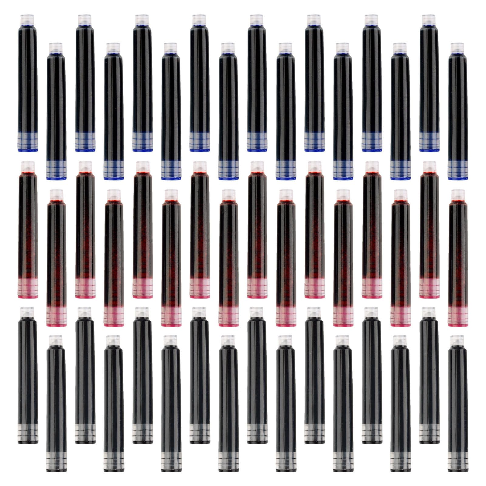 450 Stück Nachfüllpatronen für Füllfederhalter 3,4mm Durchmesser aus Kunststoff in Blau Schwarz und Rot Geeignet für Schule und Büro mit Ausreichender Tintenfüllung