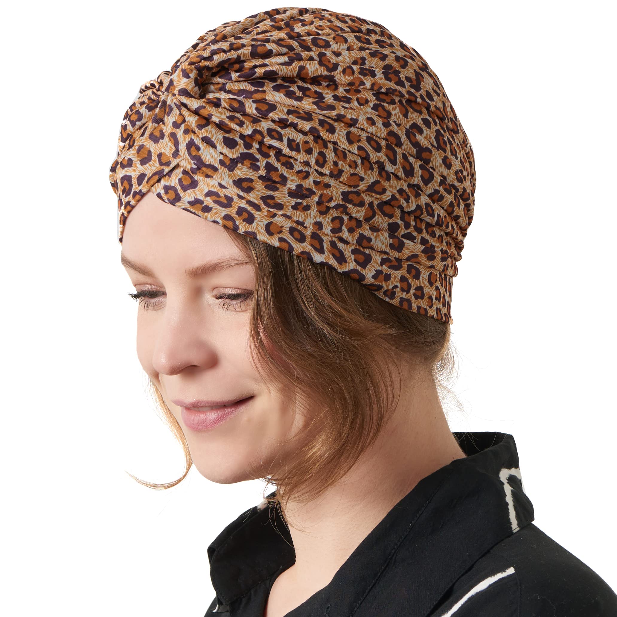 Charm Women's Leopard Print Turban Hat Head Wrap - Twist Head Cover Costume Chemo Bonnet Cap