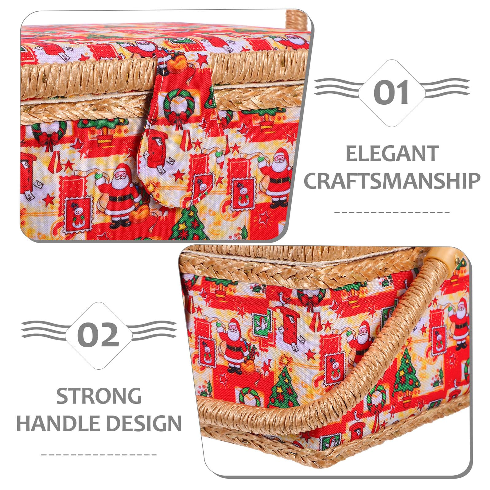 PRETYZOOM Cesta de Costura Grande para Bordar con Caja de Obsequio de Navidad Organizador de Suministros de Costura con Bandeja Extraíble y Bolsillo Interior para Alfileres y Hilo de Coser
