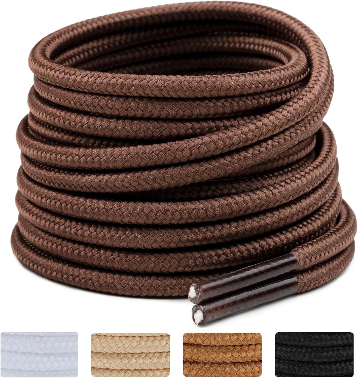 Handshop Heavy Duty Round Boot Shoelaces 2 Pairs - 30-63" Durable Outdoor Hiking Running Laces for Boots Sneakers