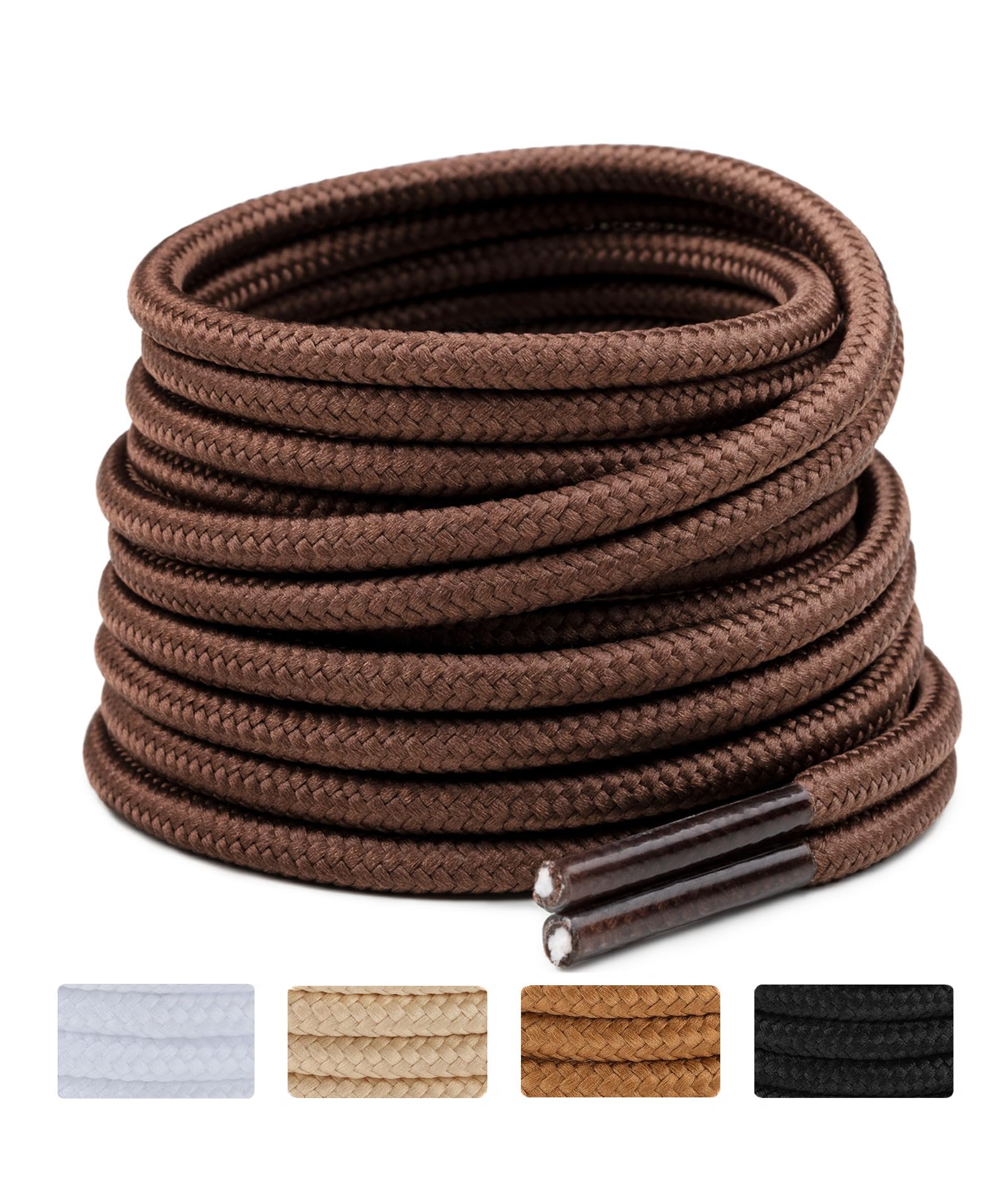 Handshop 2 Pairs Round Boots Shoelaces, Heavy Duty Outdoor Shoe Laces