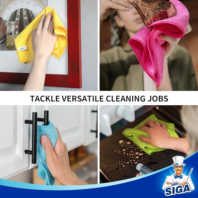 MR.SIGA Microfiber Cleaning Cloth,Pack of 12,Size:12.6" x 12.6" Assorted