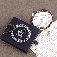 Vista 51 de Black Beaded Bracelets for Men Boys: 6mm Obsidian Onyx Lava Beads Mens Bracelet Set Mens Jewelry - Cool Anniversary Valentines Fathers Birthday