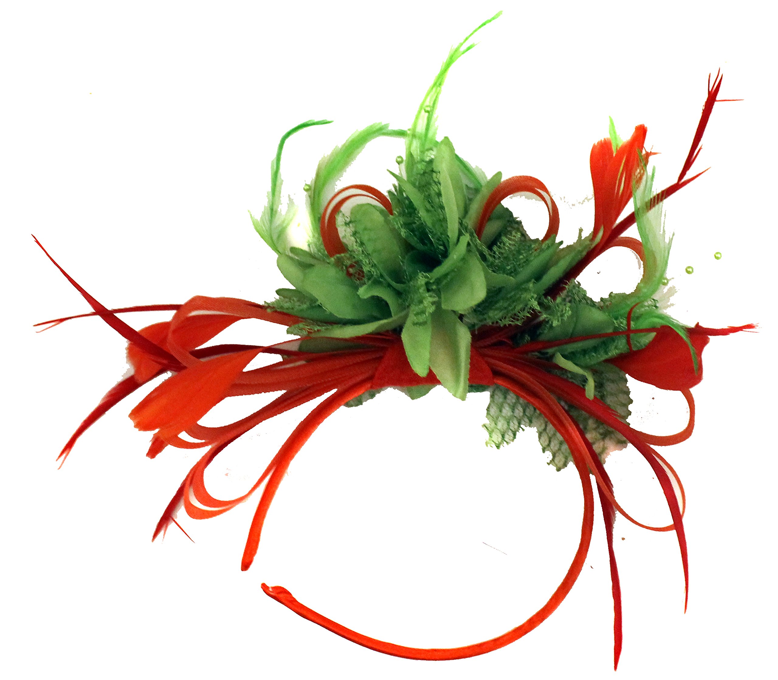 Crema Marfil Y Verde Net Pelo Tocado De Boda Diadema De Plumas De Aro Royal Ascot