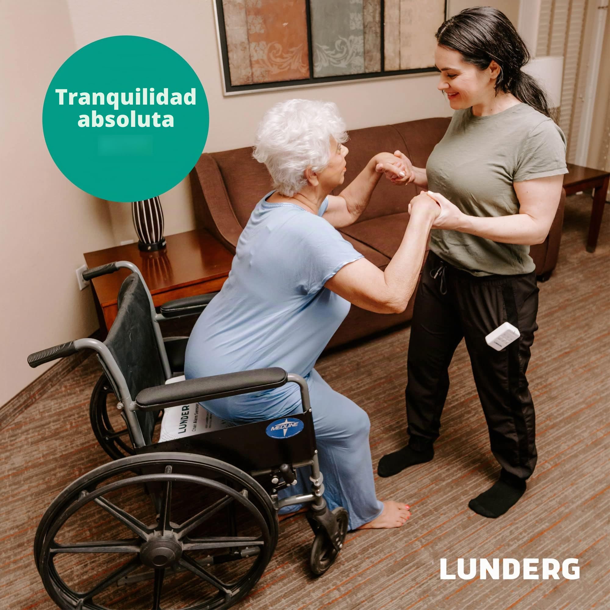 Lunderg Almohadilla de sensor inalámbrico para alarma de silla, complemento/reemplazo, buscapersonas no incluidas, funciona con alarmas de alerta temprana de cama, prevención de caídas para pacientes