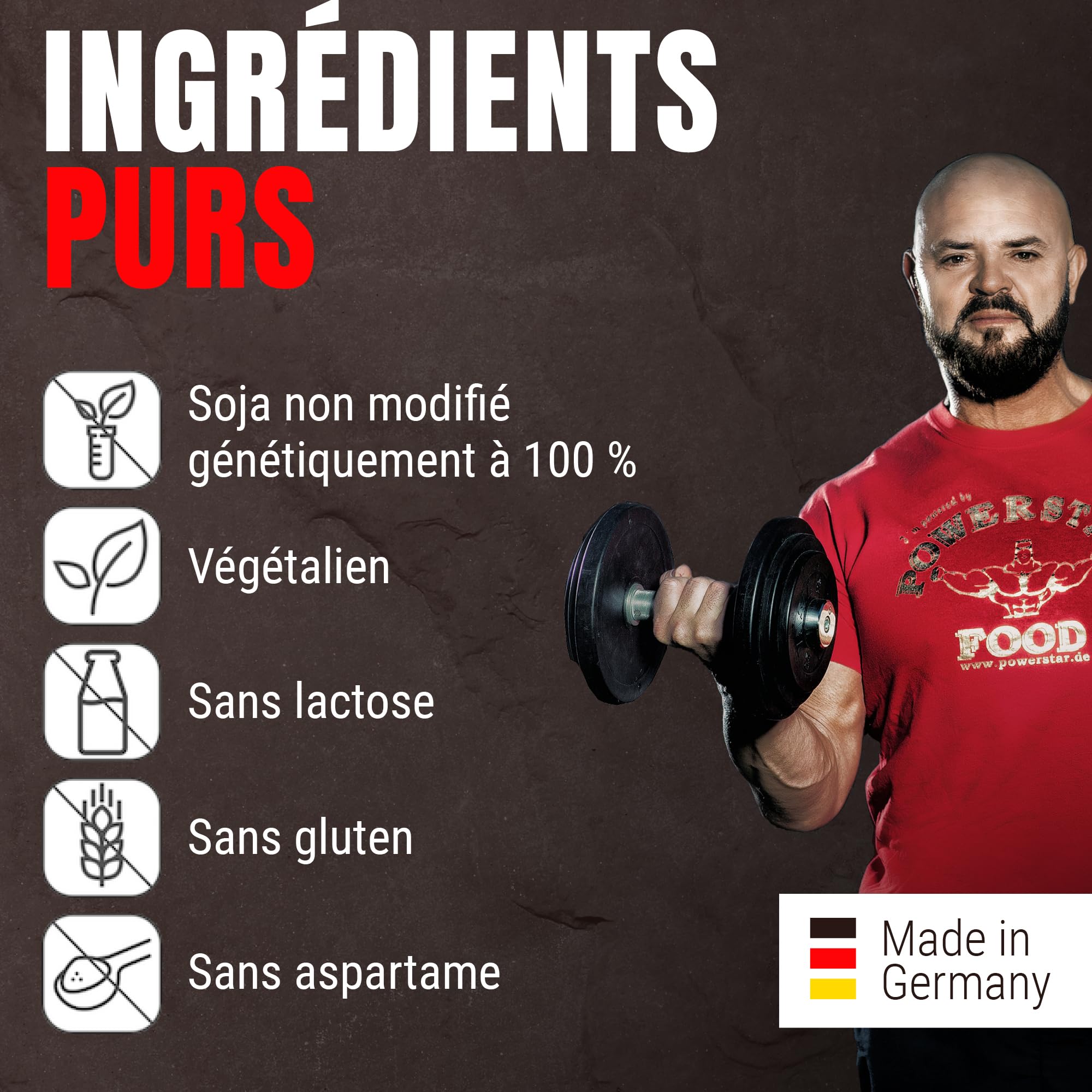 Powerstar SOY 90+ | 1kg Isolat de Protéine de Soja | Fabriqué en Allemagne | Alternative végétalienne à la Whey Protein Powder | Sans OGM | Poudre de Protéine Végétale sans Lactose | Fraise