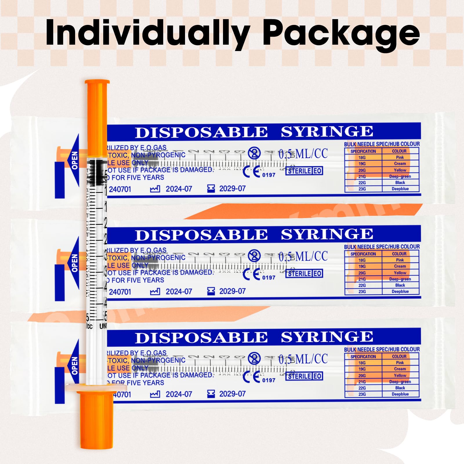 0.5ml Syringe with Cap, 31G 1/4" 6mm 1/2cc Syringes, Pack of 100 — Amazon image 6