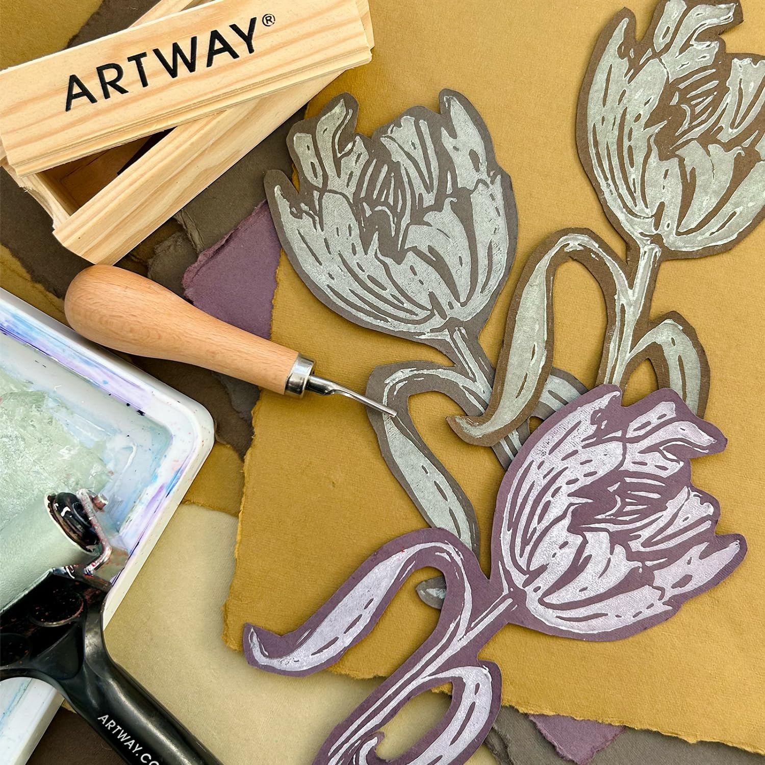 Artway Indigo - Papel de Algodón A4 - Papel Artesanal de Color/100% Algodón - 220 gsm a 250 gsm Textura Suave - Paquete Mixto A4 de 5 Colores x 25 Hojas