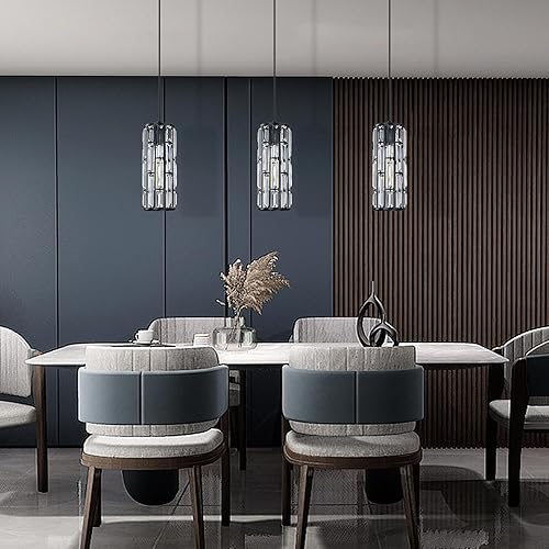 Miniatura 5 de Paquete de 2 lámparas colgantes de isla de cocina con pantalla de cristal de 4.75 pulgadas, acabado negro, moderno y conciso con pantalla de metal