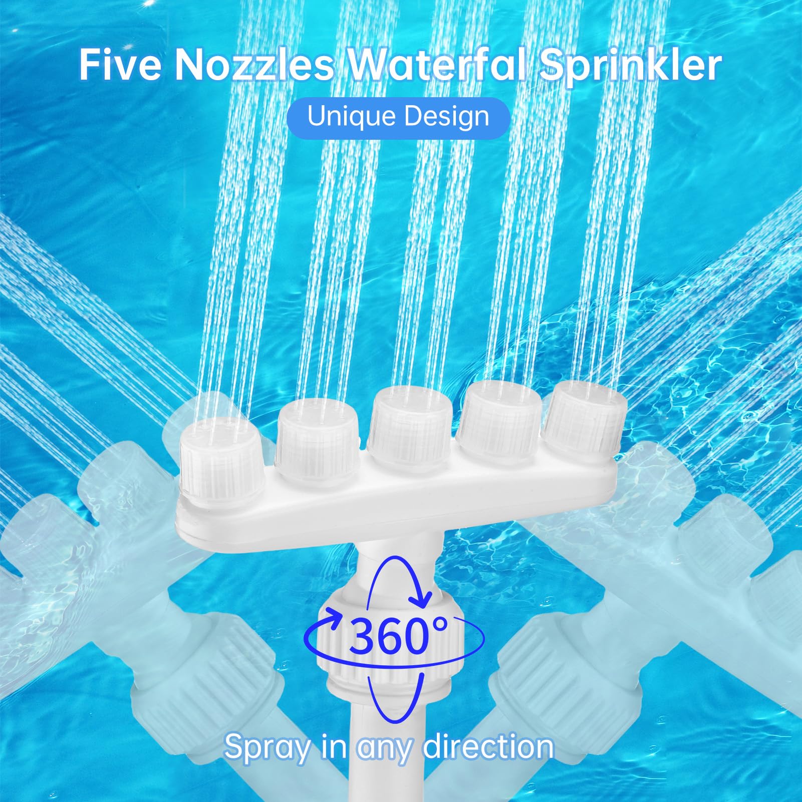 Fontana Solare per Piscina, Spruzzatore a Cascata ad Energia Solare con Pressione dell'Acqua Regolabile