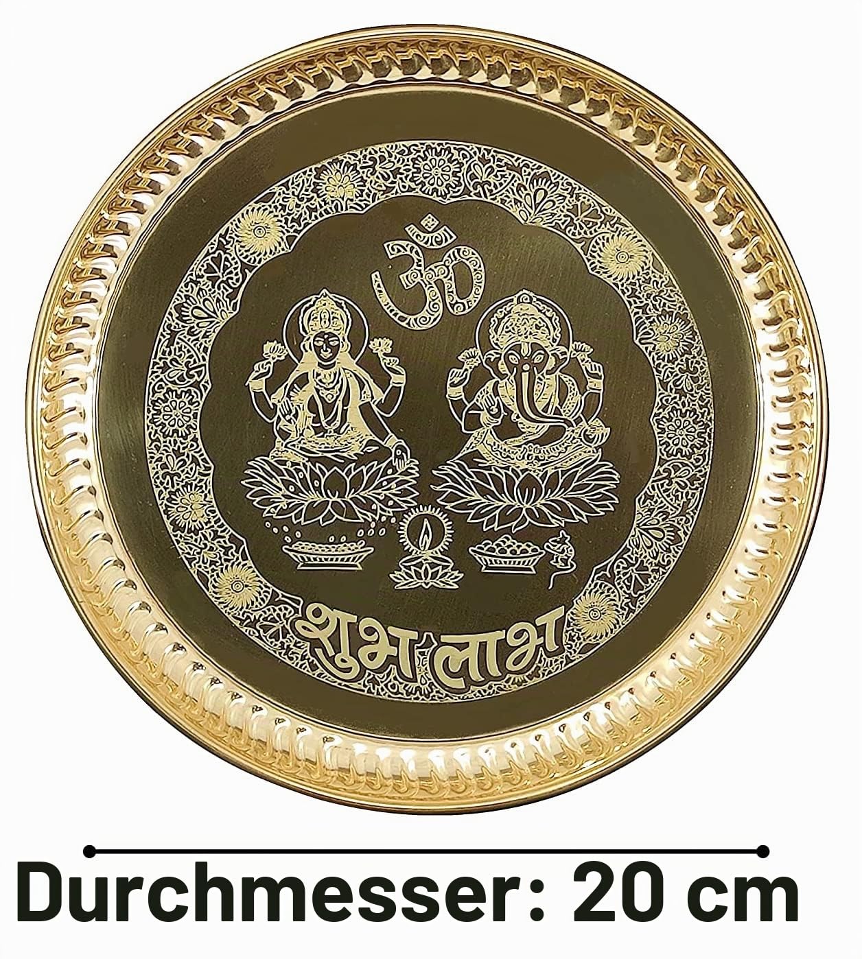 BENGALEN Messing Puja Thali Set 20,3 cm mit Pital Teller Dhup Dan Kalash Löffel Ghanti Schüssel Kuber Diya Kangura Teller Pooja Thali für Diwali Home Mandir Büro Hochzeit Rückkehr Geschenkartikel