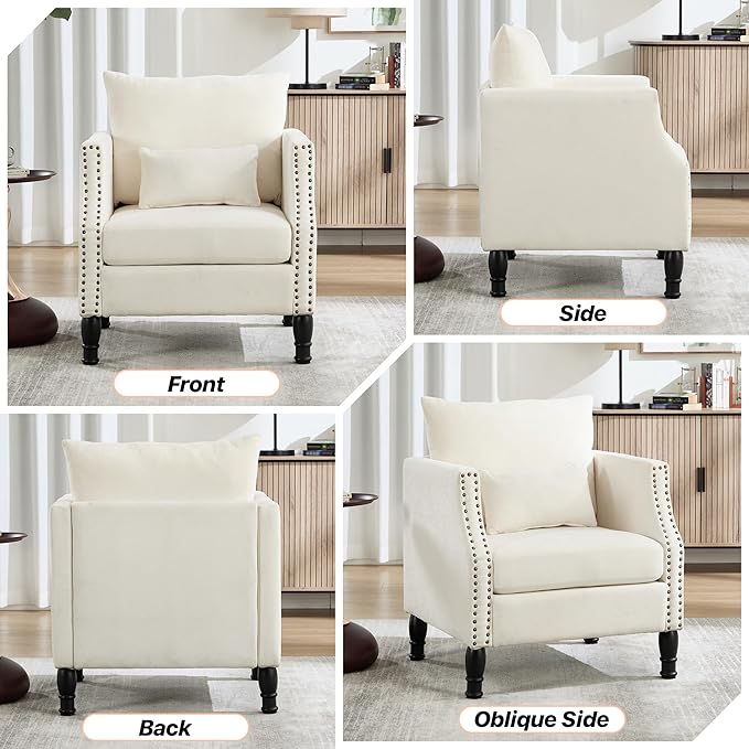 Sillón Tapizado Beige 2 Unidades miniatura 5