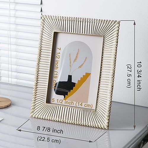 Vista 12 de Kimdio Marco de fotos de resina de 4 x 6 pulgadas, marcos de fotos dorados, marco rústico con vidrio de alta definición para pared o mesa