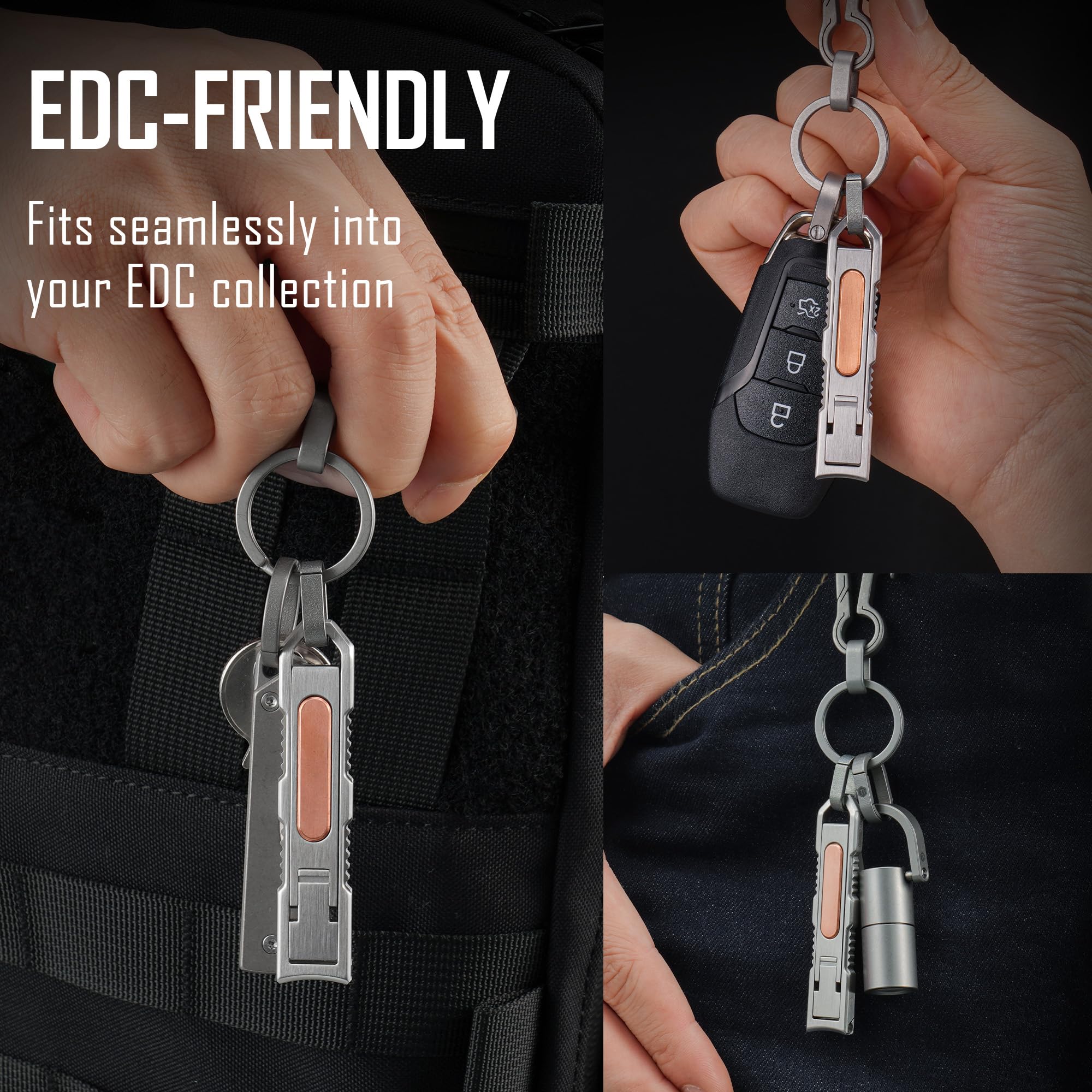KeyUnity KN00 EDC Cortaúñas Plegable con Lima, cortaúñas Curvo, Acero Inoxidable alemán 4116 para Viajes y Transporte Diario