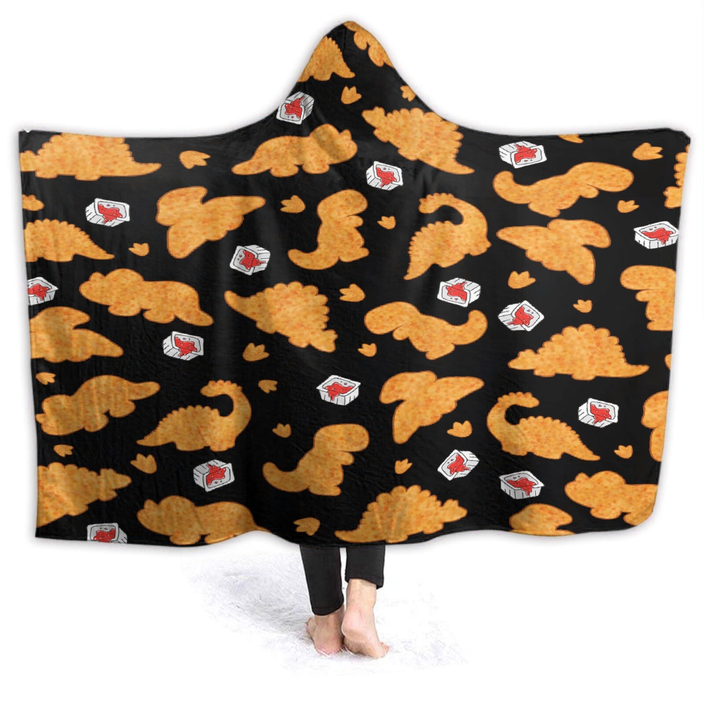 Chicken Nugget Blanket - Ultra Soft Dino Nugget Wearable Blanket for Kids - Funny Food Hoodie Blanket Decor - Chicken Nuggets Hooded Blanket Novelty Gift for Boys Girls,60