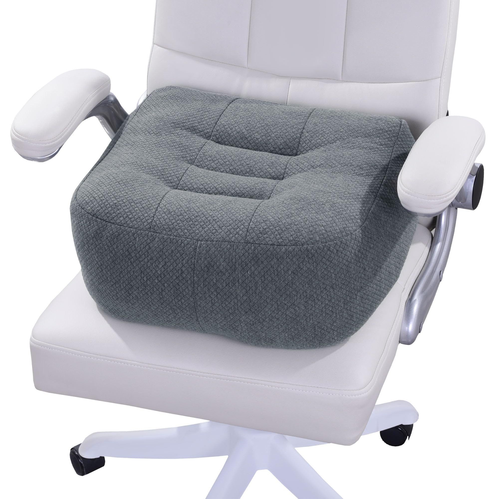 HOMBYS Extra Thick Chair Cushions for Office,6 in Breathable Adult Booster Seat for Car,Car Seat Cushion to Raise Seat Height,Shredded Memory Foam Desk Chair Cushion for Long Sitting,Dark GreyOEKO-TEX STANDARD 100