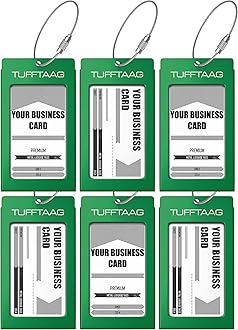 Luggage Tags Business Card Holder TUFFTAAG Travel ID Bag Tag in Many Color Options
