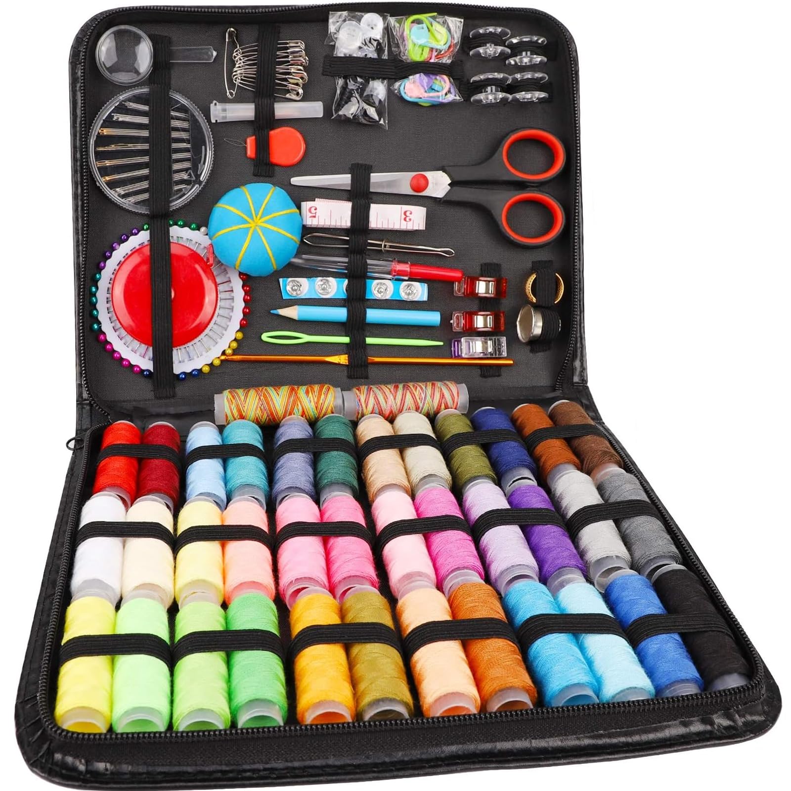 HRLORK Sewing Kit with Case 184 Pcs Protable Sewing Supplies Accessories Multipurpose Sewing Tool for Beginners Adults with Thread Spools Scissors Threader Needle for Traveller Emergency DIY Craft