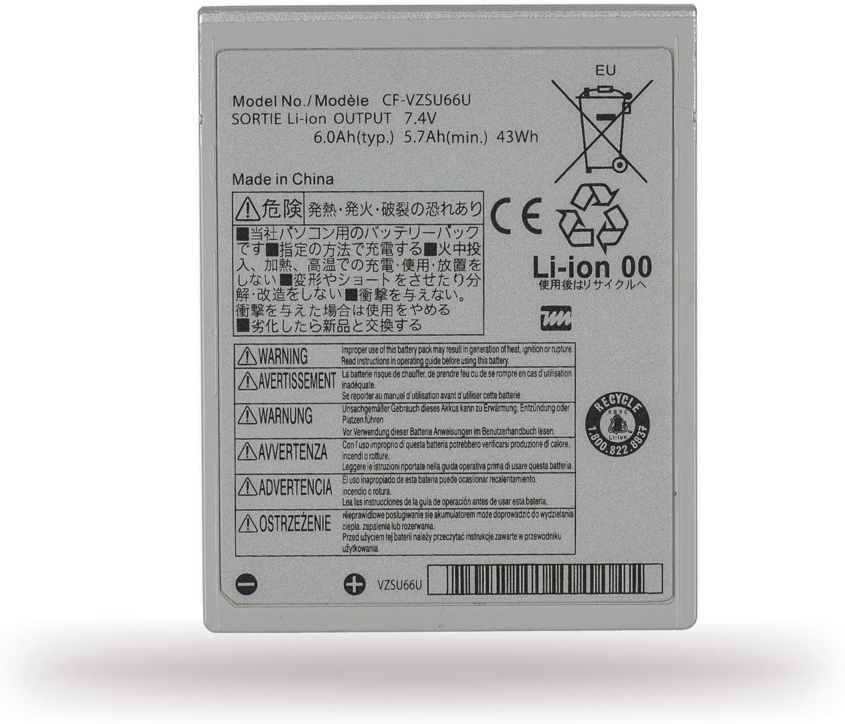 CF-VZSU66U New Laptop Battery for Panasonic Toughbook CF-C1 Series 7.4V 43WH/5.7Ah