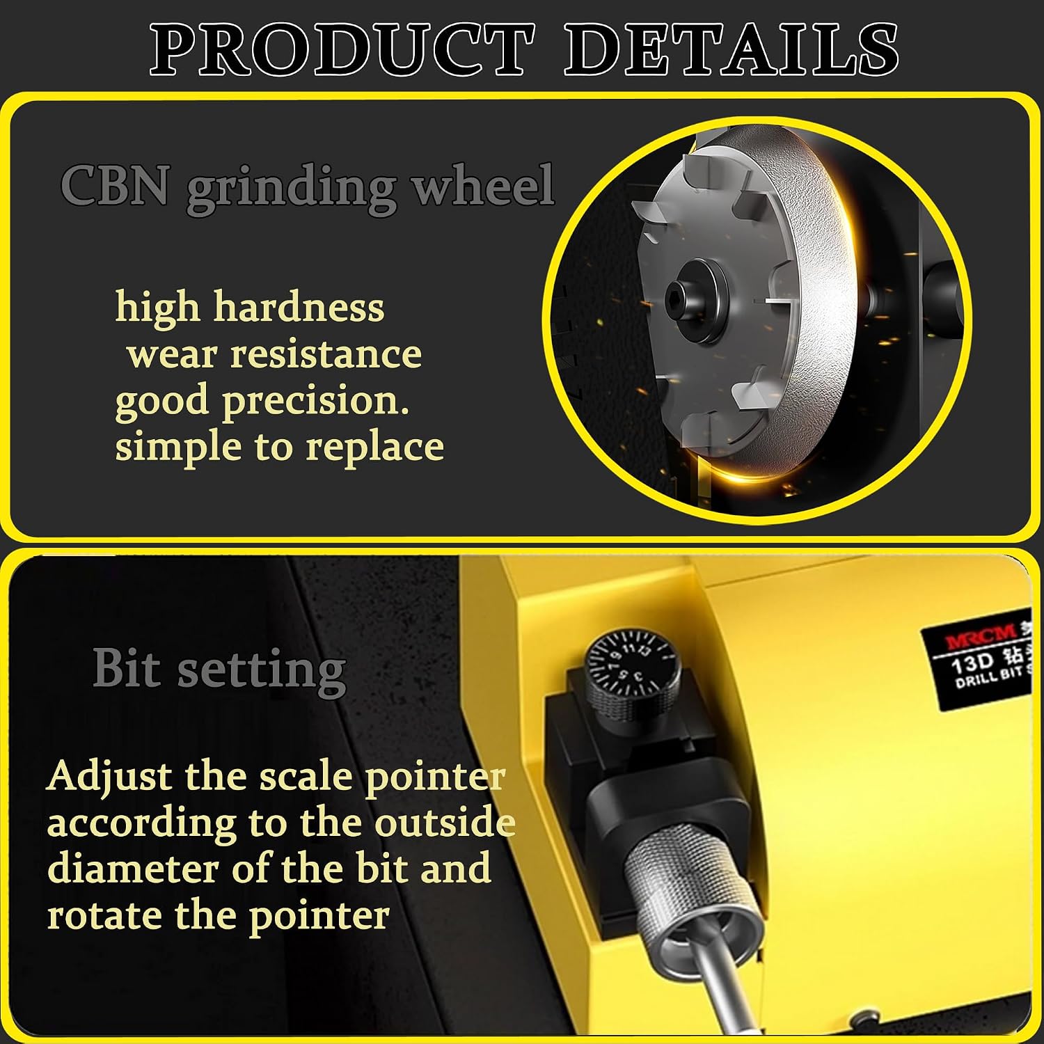 Drill Bit Grinding Machine Drill Bit Grinder Drill Bit Sharpener Industrial Drill Bit Angle Grinding for ф3-ф13mm Drill Bits 13D