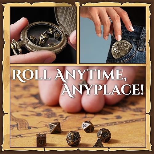 Miniatura 2 de Juego de dados DND de micrometal MiniChrono's Tiny, Mini Dice in a Dragon-Grabado Pocket Watch Case  Accesorio portátil de Calabozos y Dragones