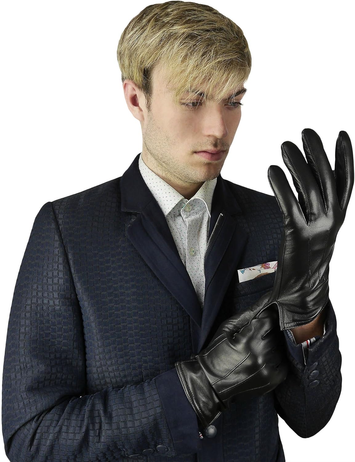 Men's Premium Sheepskin Cashmere Lined Leather Gloves (MCA-BK-L) - Image 6