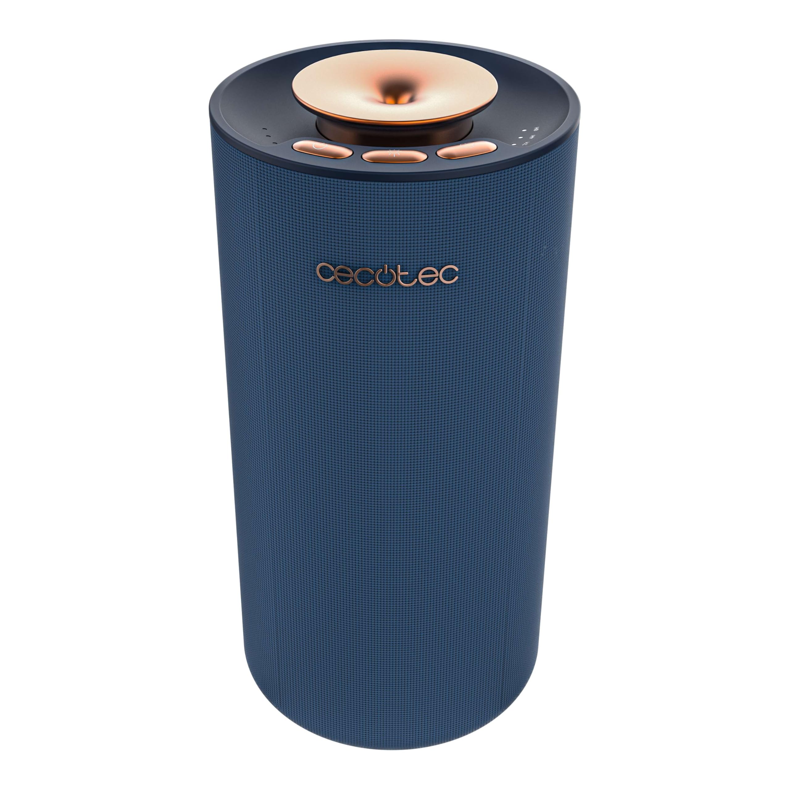 Cecotec Umidificatore Ultrasuoni con Diffusore Aromi 10ml PureAroma 3000 Navy Sound. Altoparlante Bluetooth, Ricarica Wireless, Timer 8h, 3 Modalità Vapore, Luce LED Colori, Aromaterapia, Compatto