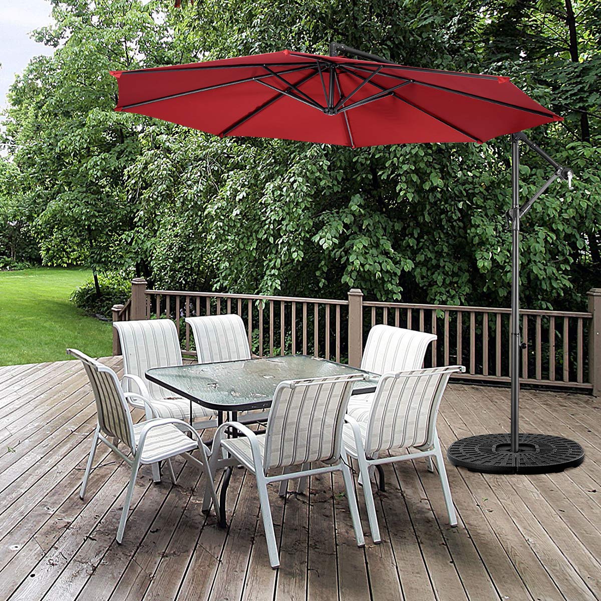 15 patio umbrella with table base Walsunny 15 ft Extra Large Patio Umbrella with Base, Khaki / 9ft x 15ft