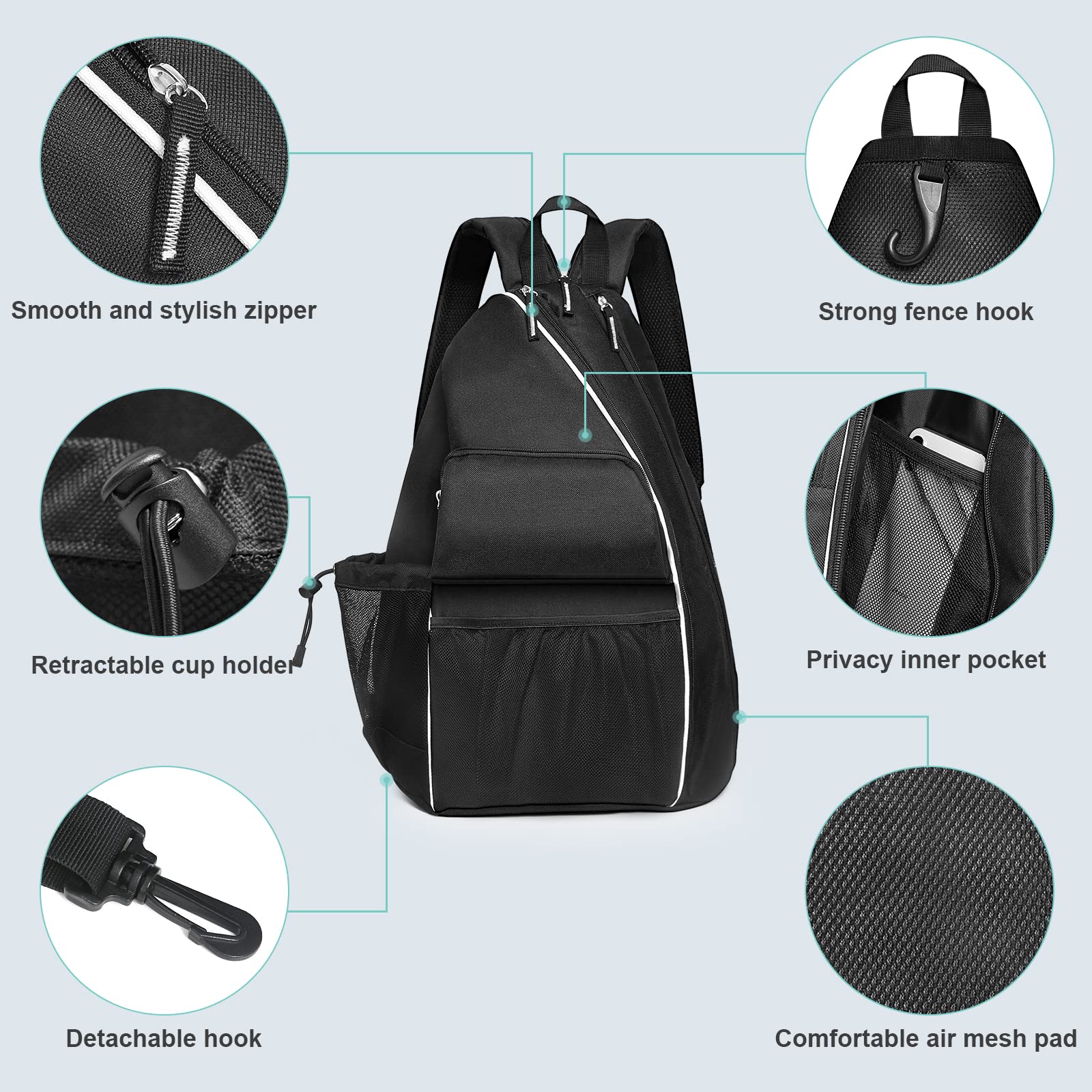 Pickleball Backpack with Detachable Paddle Sleeve, Large Capacity Sports Bag Pickleball Bag Pro - Performance & Durability | ADV Tennis main image 2