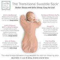 Vista 2 de SwaddleDesigns - Saco de pañales de transición con brazos arriba, mangas de media longitud y puños de mitones, color melocotón ruborizado con borde