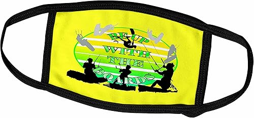 3dRose Be Up With The Boards Kitesurf White Silhouette Green Text - Face Covers (fc_356848)