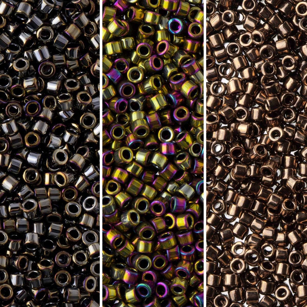Miyuki Delica Seed Beads Bundle: Size 11/0, Dark Brown Metallic Palette Collection DB22, DB26, DB29 - 3 Tubes of 7.2 Grams ea