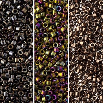 Miyuki Delica Seed Beads Bundle Size 11/0, Dark Brown Metallic Palette Collection DB22, DB26, DB29 - 3 Tubes of 7.2 Grams ea