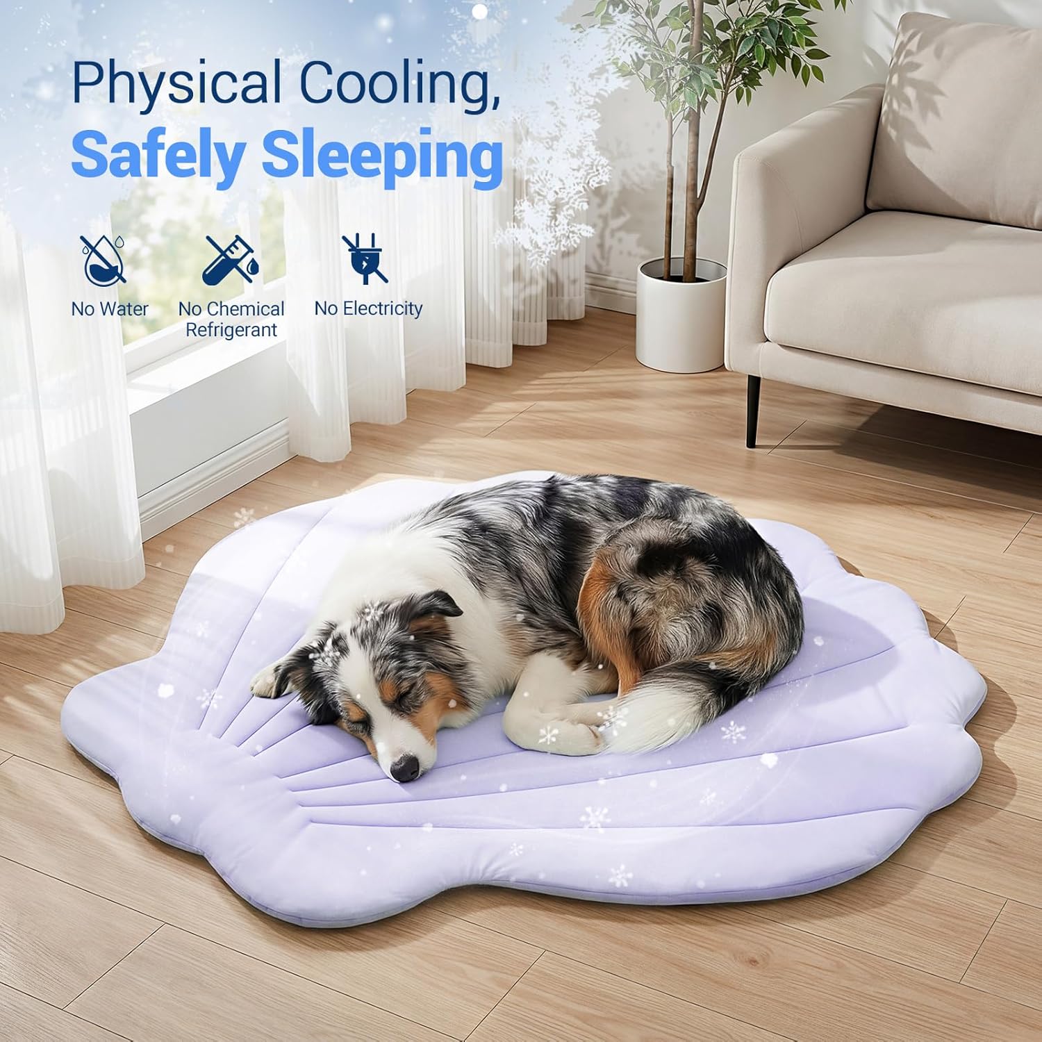 Dog Cooling Mat, 47'' × 47'' Large, Self-Cooling Mat for Dog, (Cool & Warm) Double-Sided Pet Cool Pads for Crate, Kennel, Machine Washable Summer Blanket, Cat Cool Bed, Non-Gel, Macaron Purple