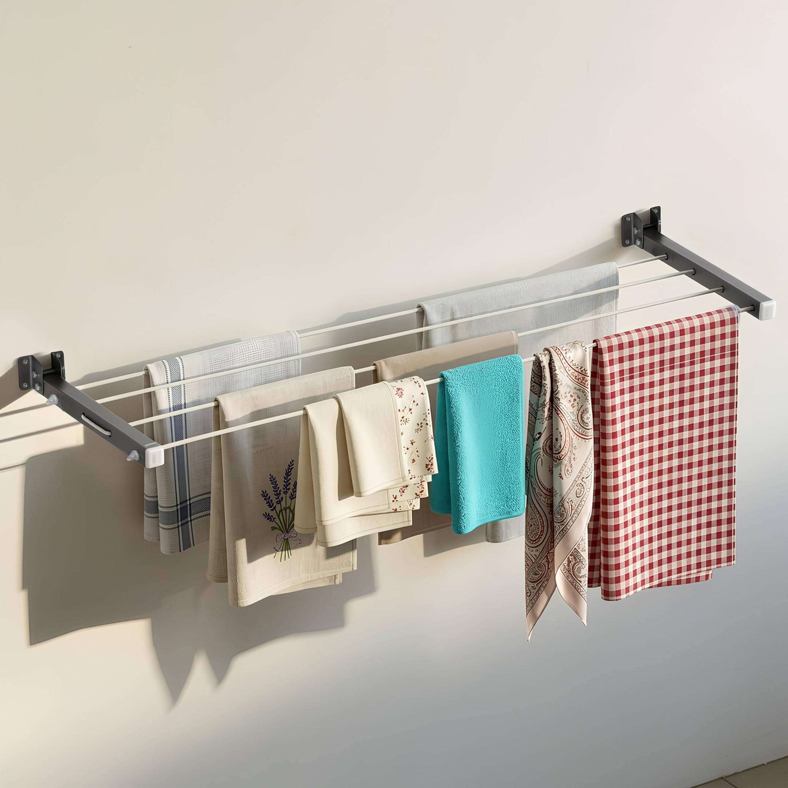 Plantex GI Steel Foldable Wall Mount Cloth Drying Stand with 30 Ft Rope/Wall Hanging Clothes Dryer Rack for Indoor & Outdoor Use/Space-Saving Design for Laundry or Utility Room – Grey-image-41