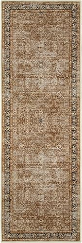 Miniatura 9 de Zealude Alfombra vintage lavable de 2 x 6 pies, antideslizante, tradicional para pasillo de cocina con respaldo de goma, alfombra de interior para