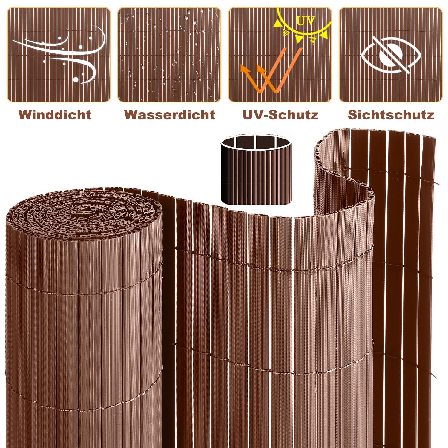 Paravista Giardino PVC 120 x 500 cm Recinzione Privacy Marrone