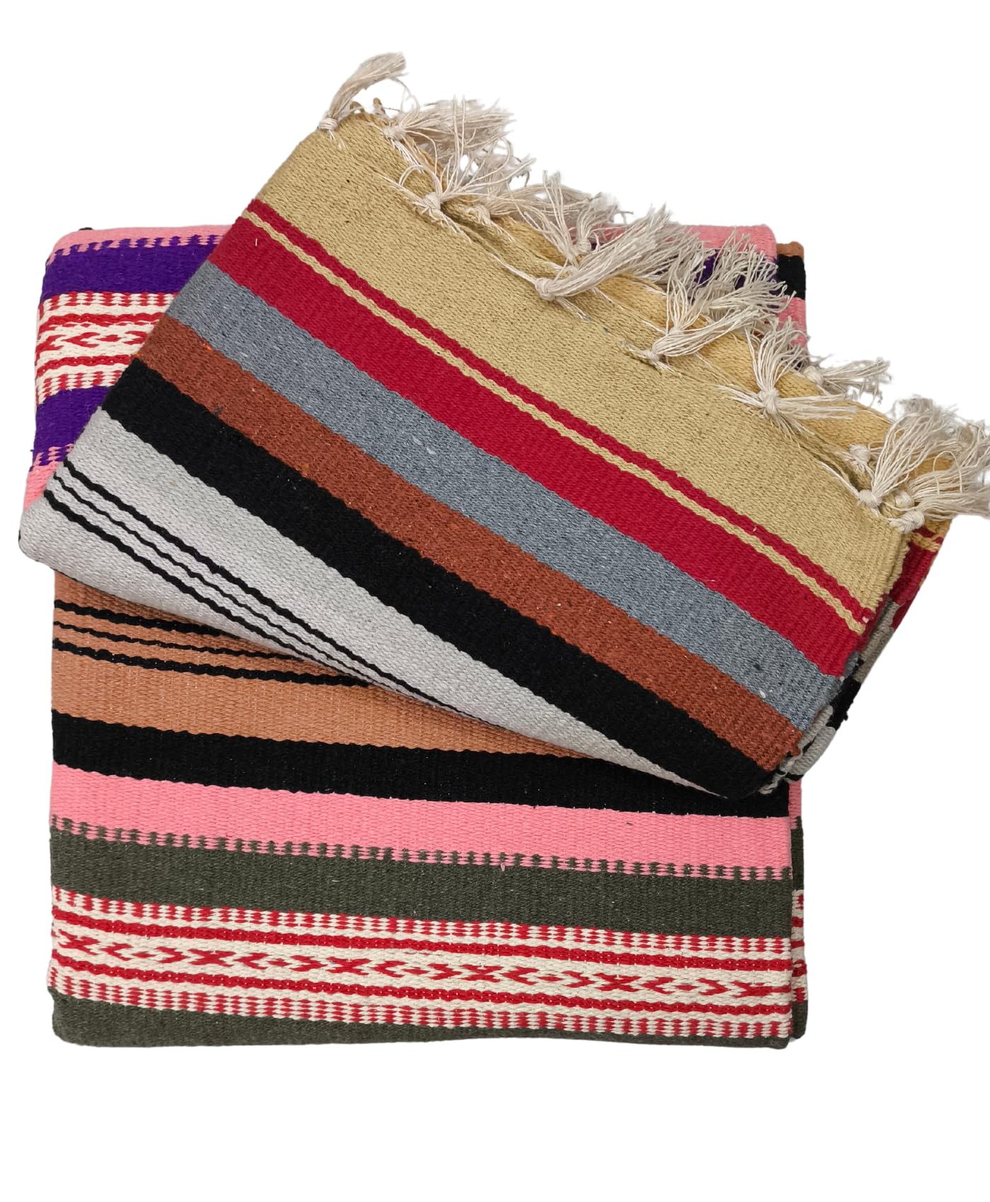 Traditional Indian Bunkaar Carpet - Multicolor Striped -5