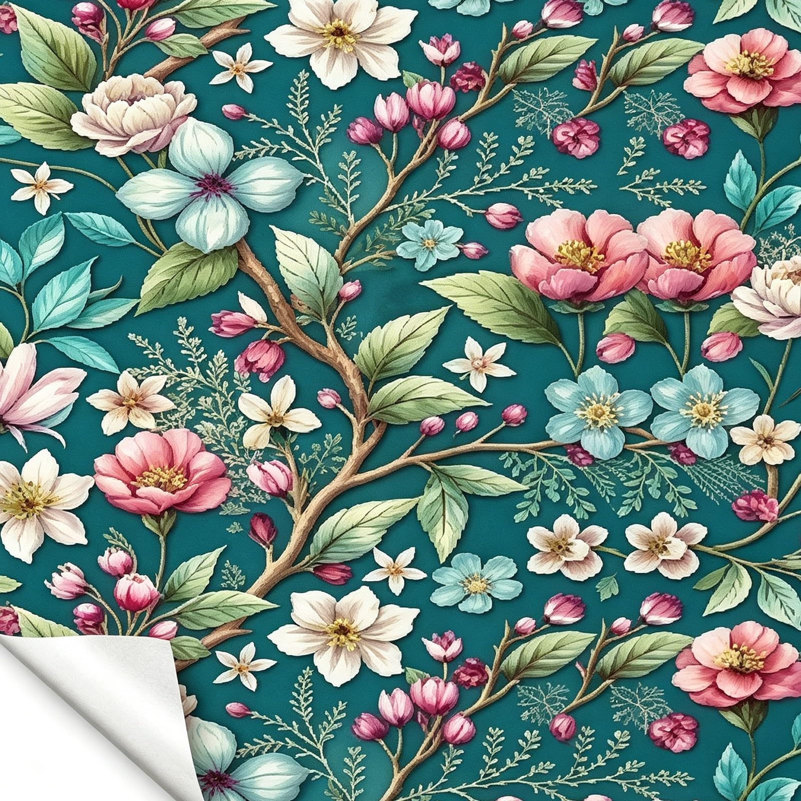 Zynqra E Peel And Stick Wallpaper,Vinyl Floral Modern,Removabl,Bedroom Wall Cabinets(,L300cm/118.1In*W44cm/17.3In)