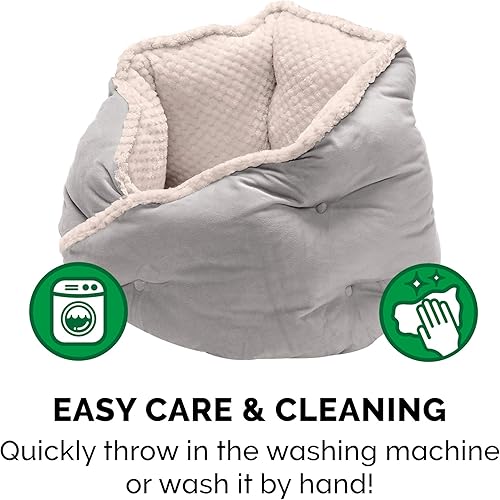 Miniatura 7 de Furhaven cama para mascotas, para gatos y perros pequeños, cama relajante y envolvente con pelo de visón afelpado y aterciopelado, lavable, gris