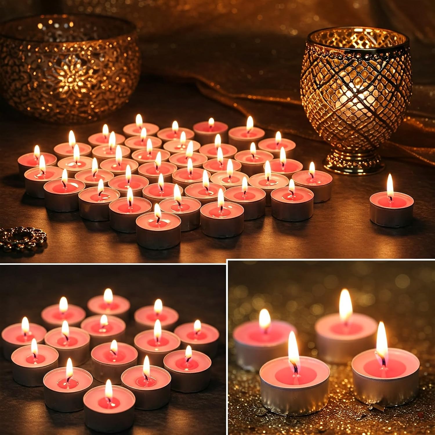 Tealight Candles Soy Blend Wax – 2 Hours Long Burning Unscented for Home, Spa, Parties, Wedding, Home Decor – Assorted Colors – Eco-Friendly & Smokeless (150, Pink)