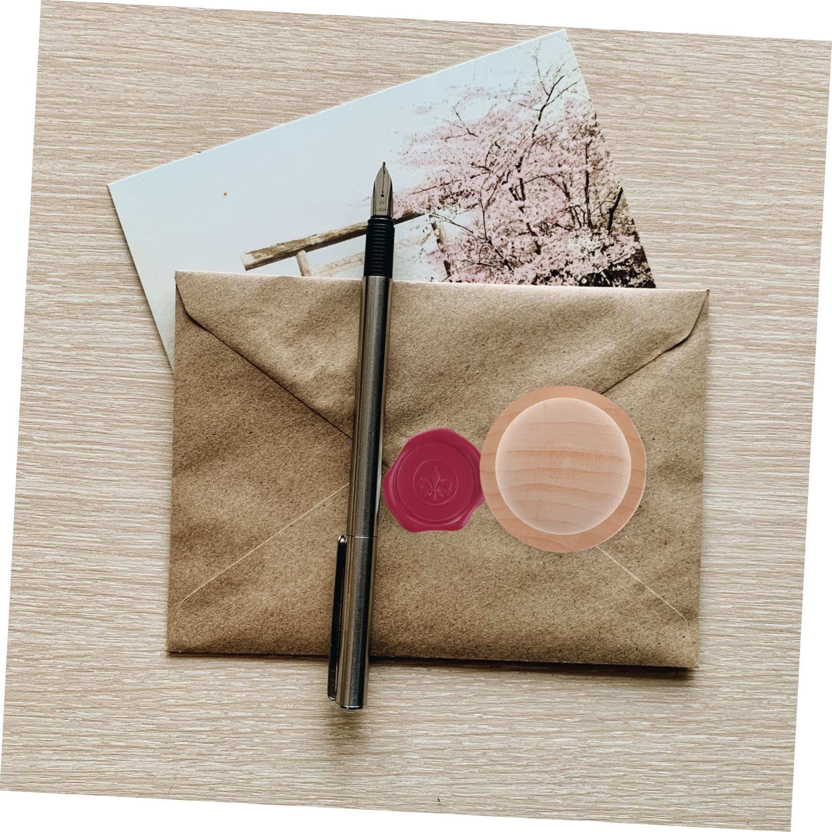 HOMSFOU 2 Sätze Festes Rundgriff Stempel Zum Basteln Wachssiegelstempel Stempelversiegelung Griff Für Scrapbooking-Stempel Siegelstempelgriffe Holz 6 Stück * 2