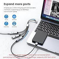 Vista 4 de MOGOOD Divisor USB C, cable Y USB C de 3 puertos, 1 macho a 3 hembras, paso de carga PD de 60 W y transferencia de datos, para Steam Deck, iPad Pro